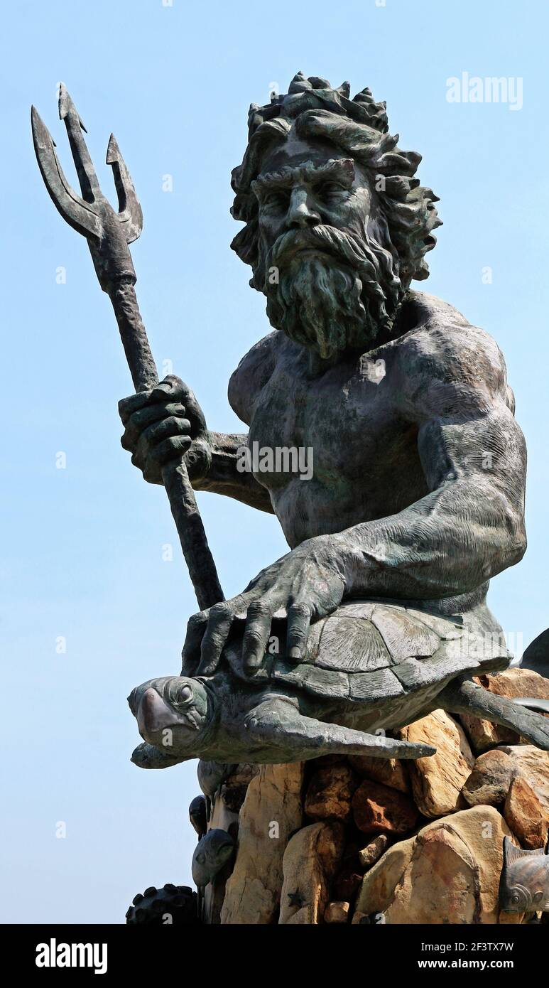 Statue of King Neptune by Paul DiPasquale in Virginia Beach, Virginia. Stock Photo