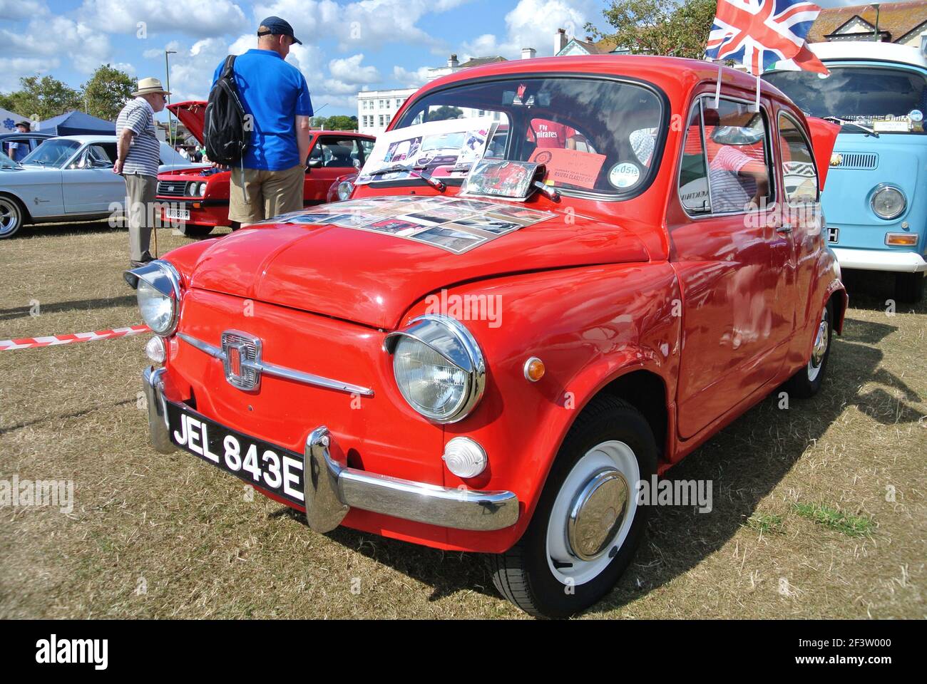 A 1967 Fiat 600 parked up on display at the English Riviera classic car show, Paignton, Devon, England, UK. Stock Photo