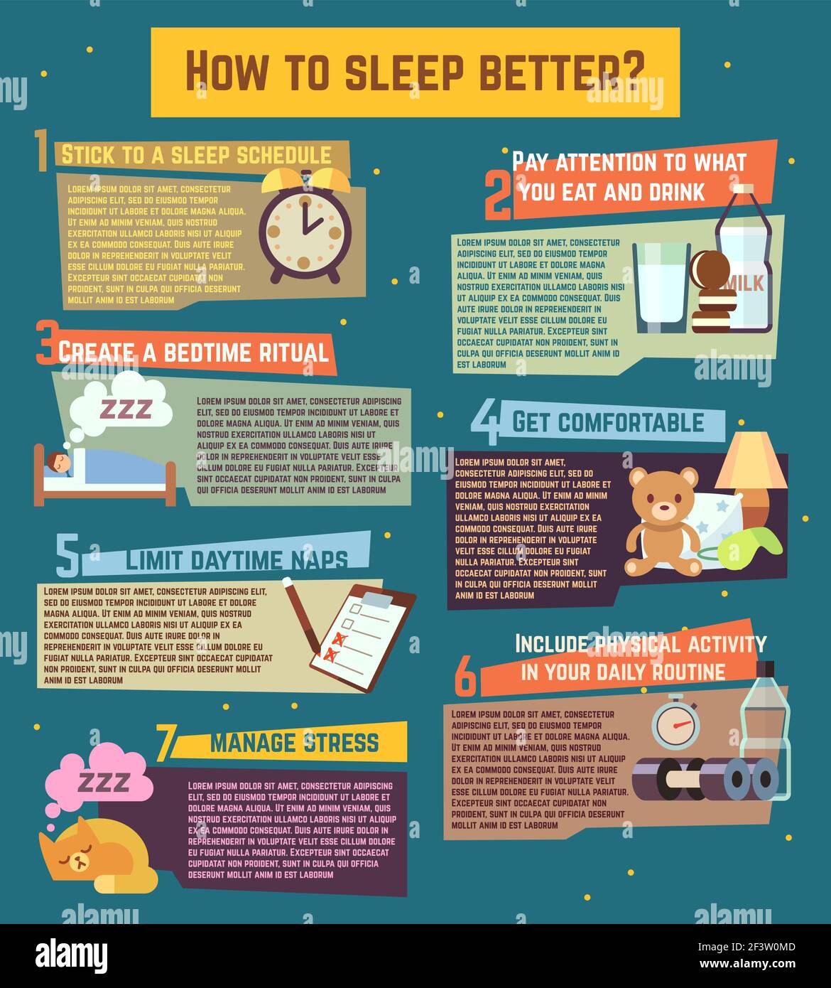 How To Sleep Better Vector Infographics About Healthy Relaxation Night Dream Illustration Stock