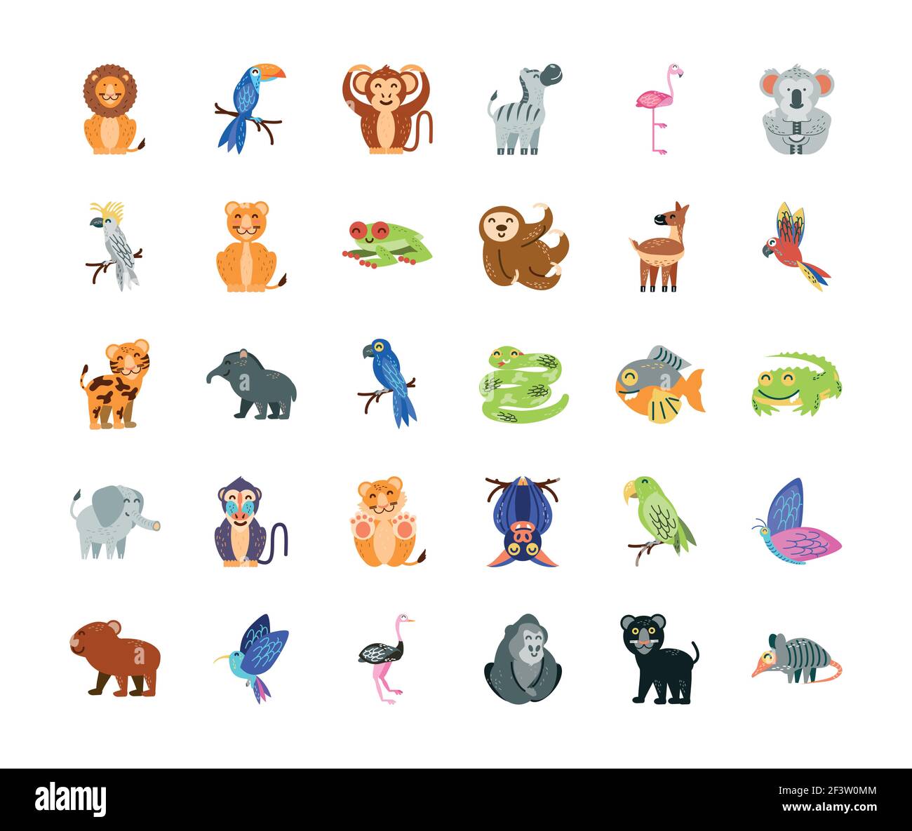 cartoon tropical animals wild life Stock Vector Image & Art - Alamy