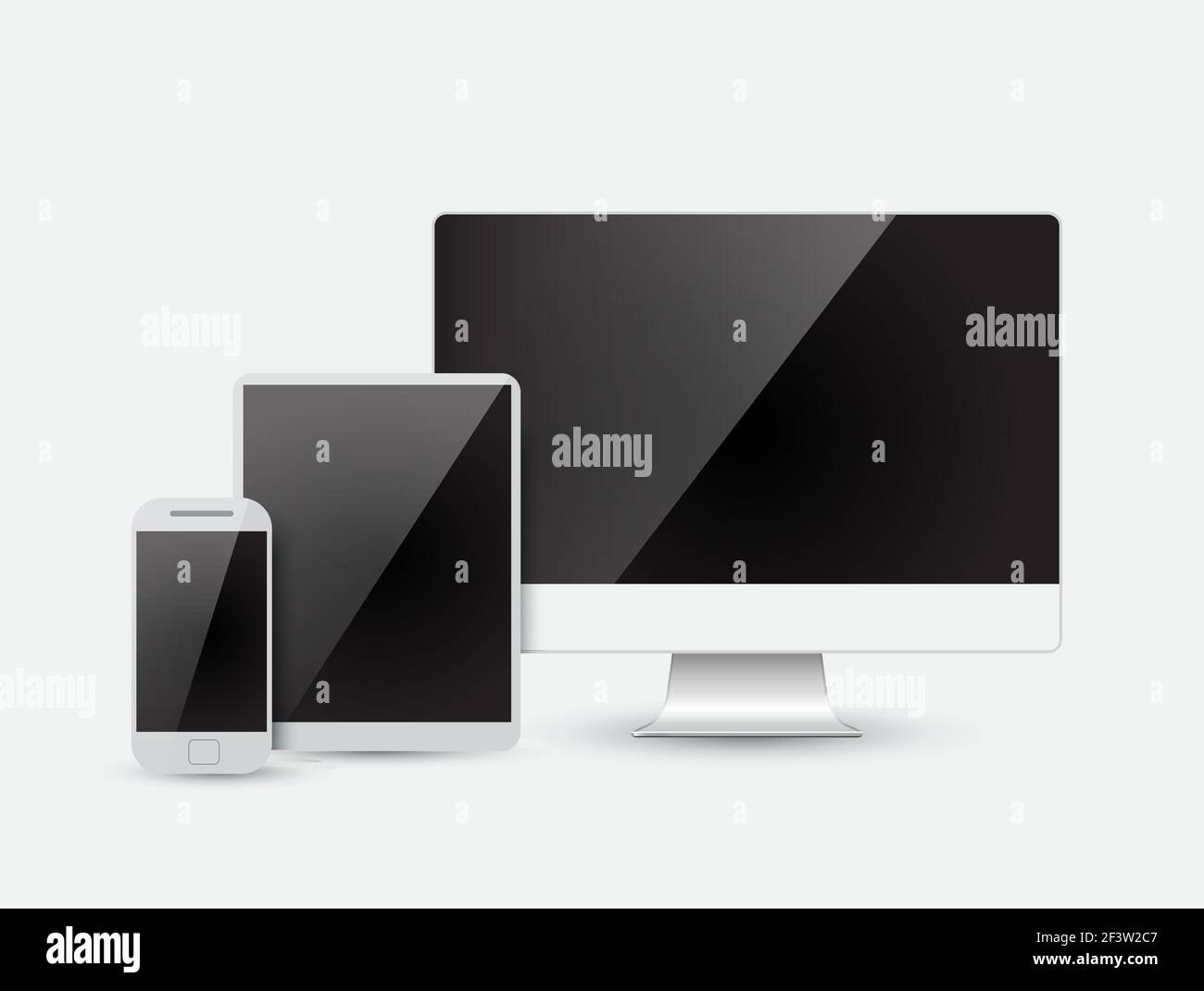 Modern device monitor, computer, phone, tablet Stock Vector Image