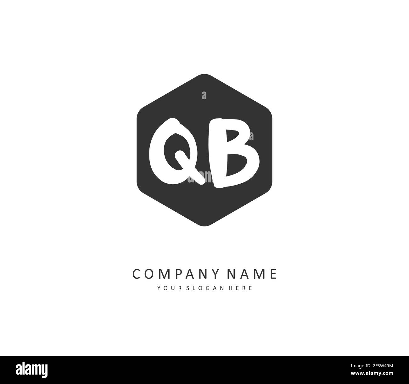 Q B QB Initial letter handwriting and signature logo. A concept ...