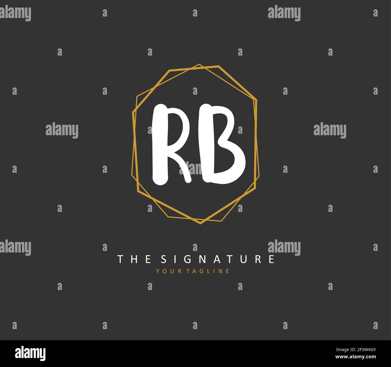R B RB Initial letter handwriting and signature logo. A concept ...