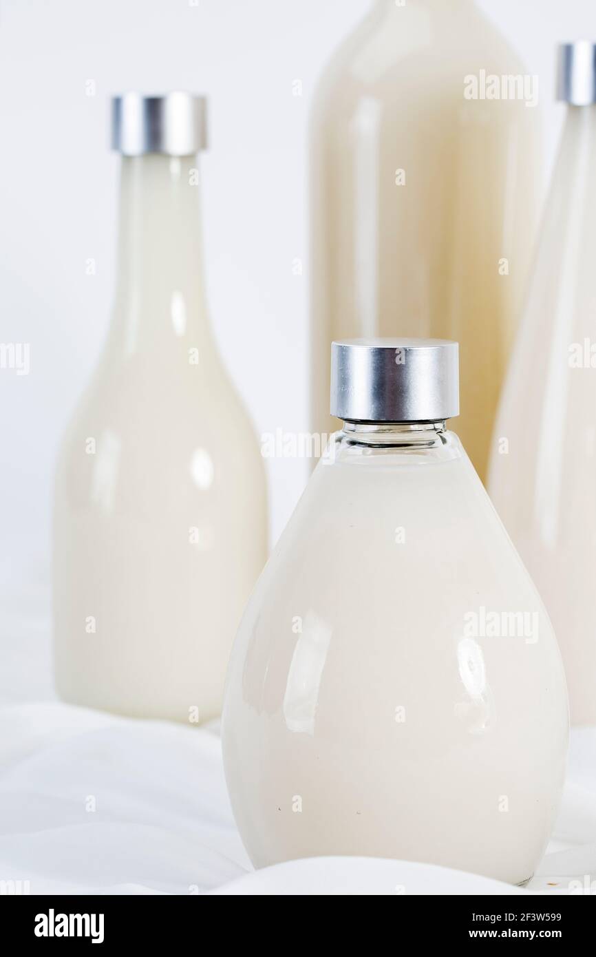 rice wine in glass bottles Stock Photo Alamy