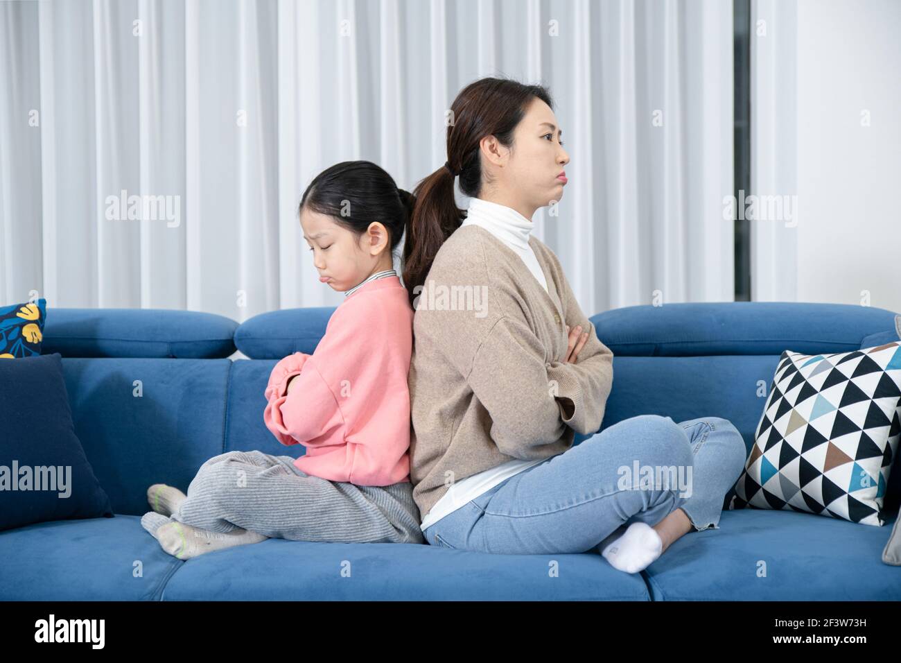 Asian mom and daughter concept with miscommunication, troubles, fight Stock Photo