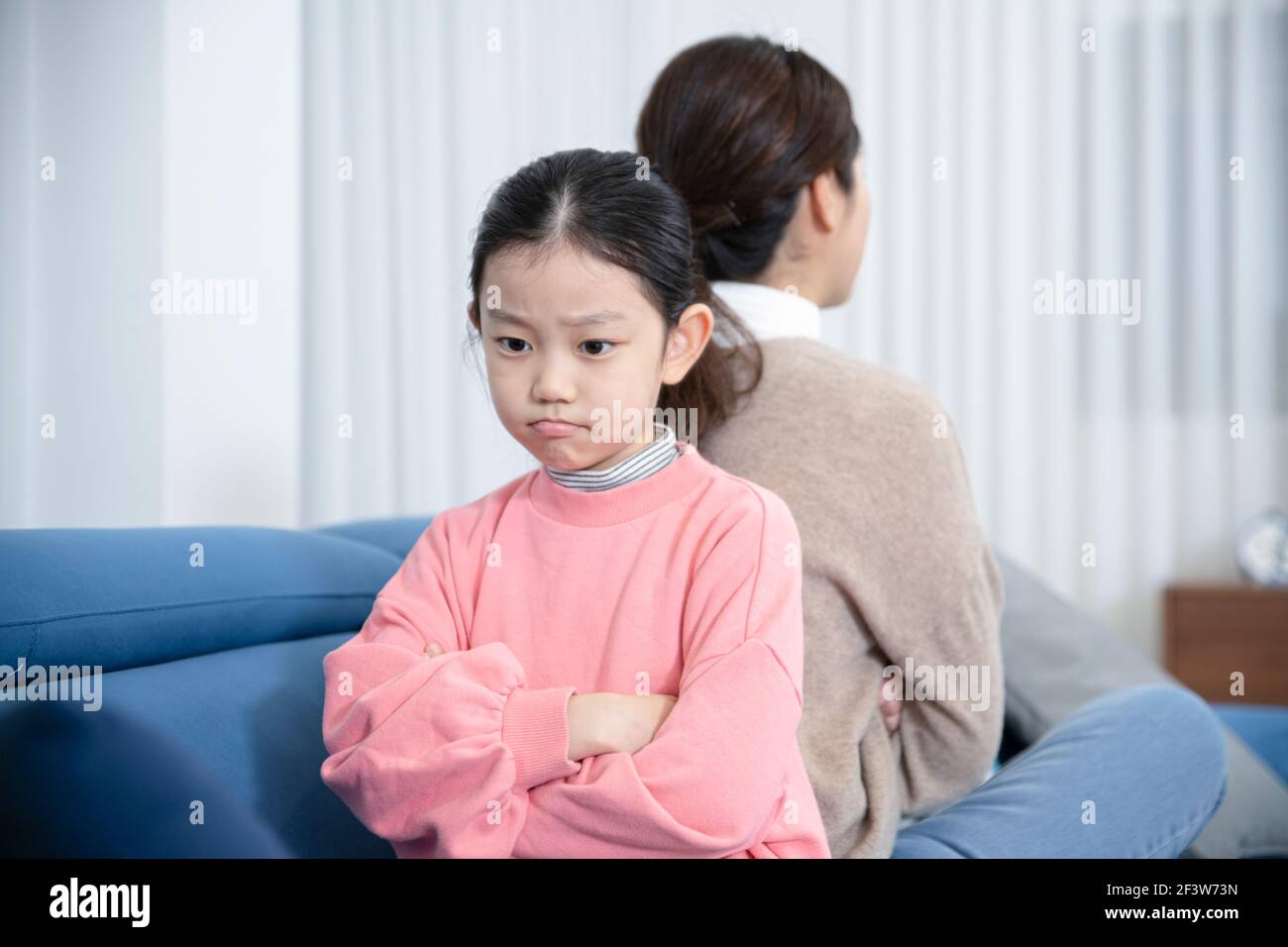 Asian mom and daughter concept with miscommunication, troubles, fight Stock Photo