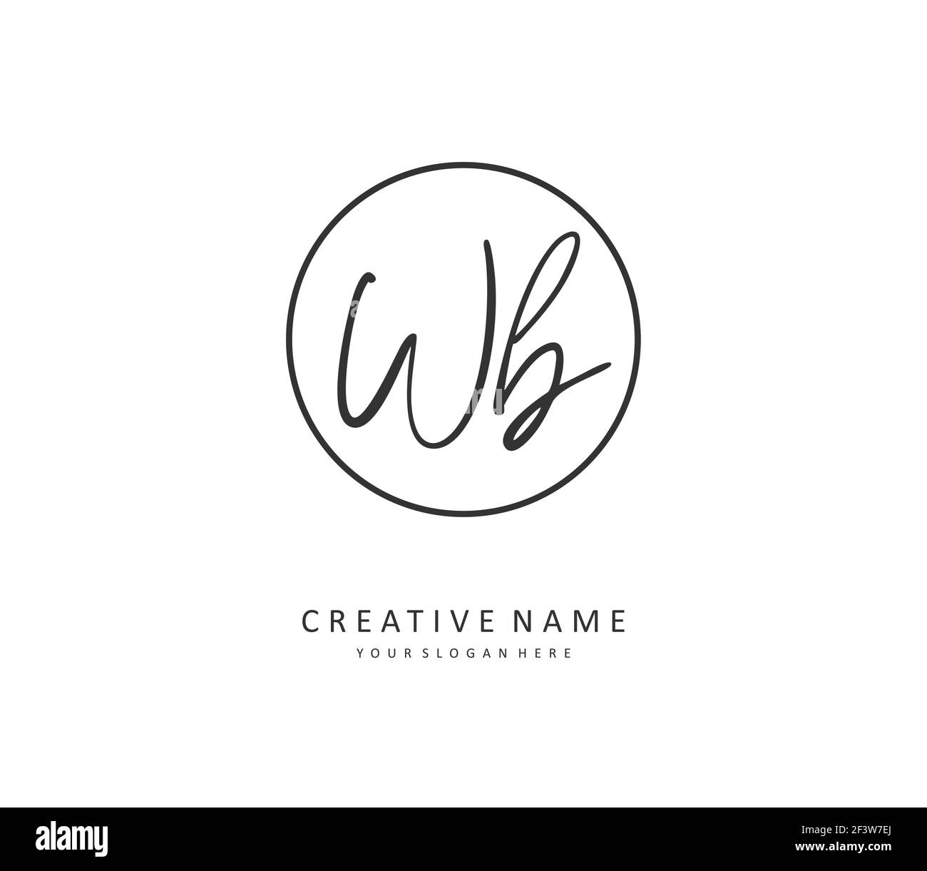 W B WB Initial letter handwriting and signature logo. A concept handwriting initial logo with template element. Stock Vector