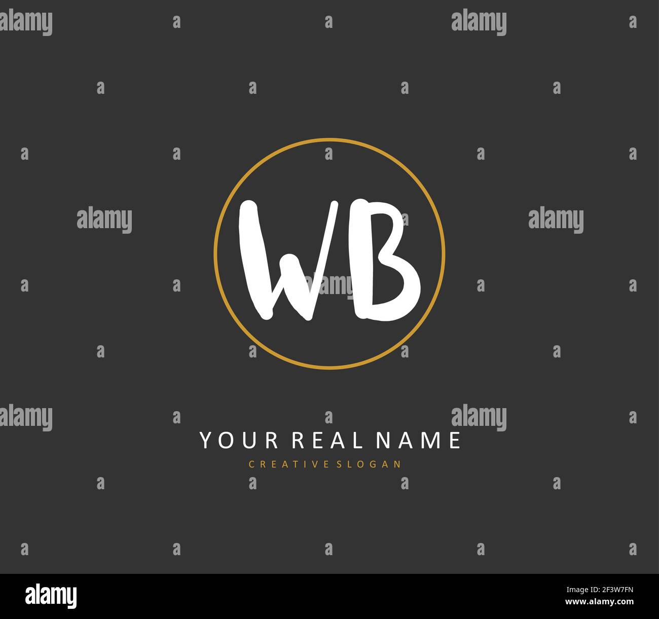 W B WB Initial letter handwriting and signature logo. A concept ...