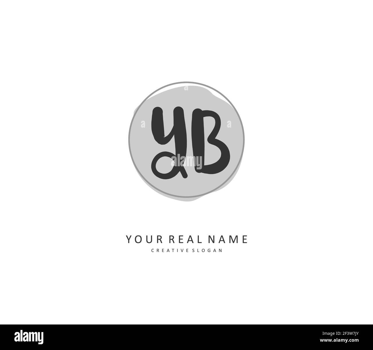 Y B YB Initial letter handwriting and signature logo. A concept handwriting initial logo with template element. Stock Vector