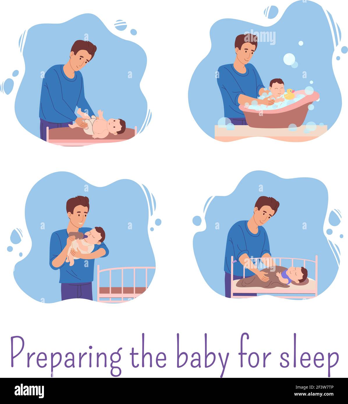 Dad stayed home and prepares the baby for bed he changes the diaper for