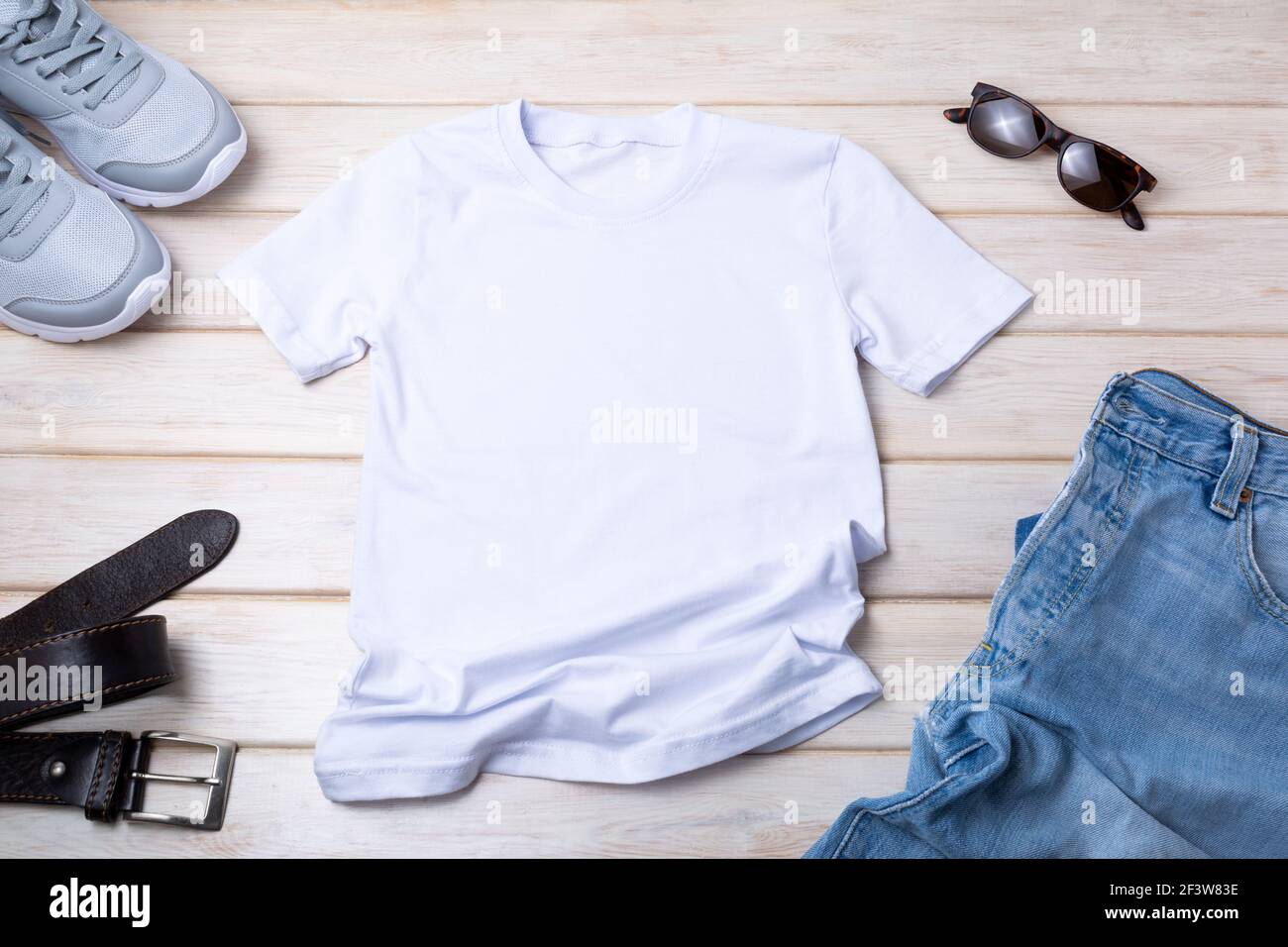 White mens cotton T-shirt mockup with 