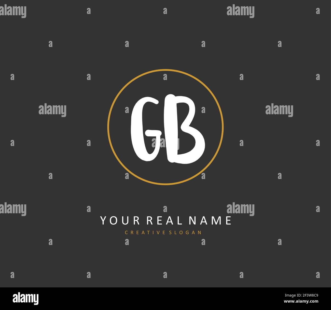 G B GB Initial letter handwriting and signature logo. A concept handwriting initial logo with template element. Stock Vector