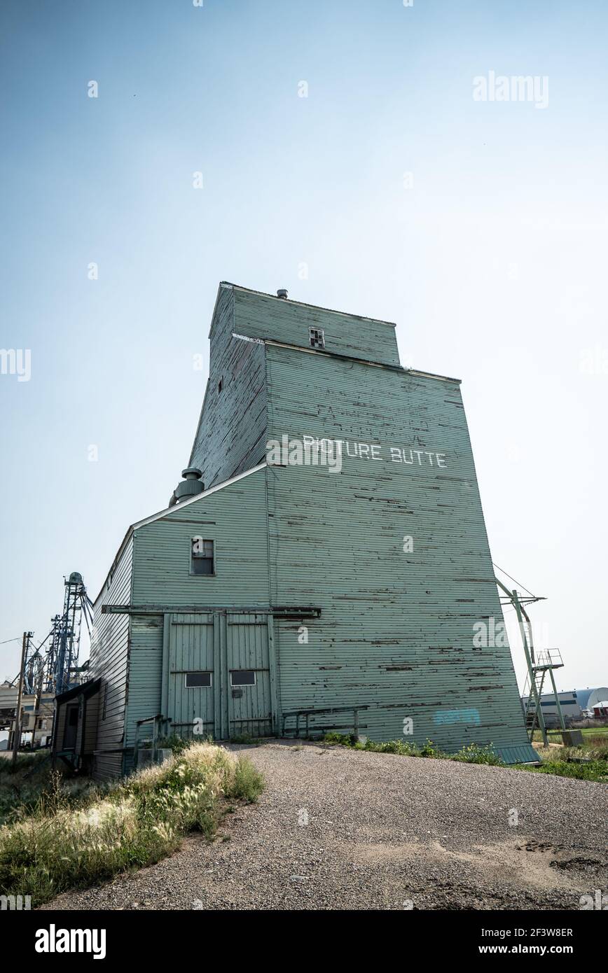 grain elevator at Picture Butte, Alberta, Canada near Lethbridge Stock Photo