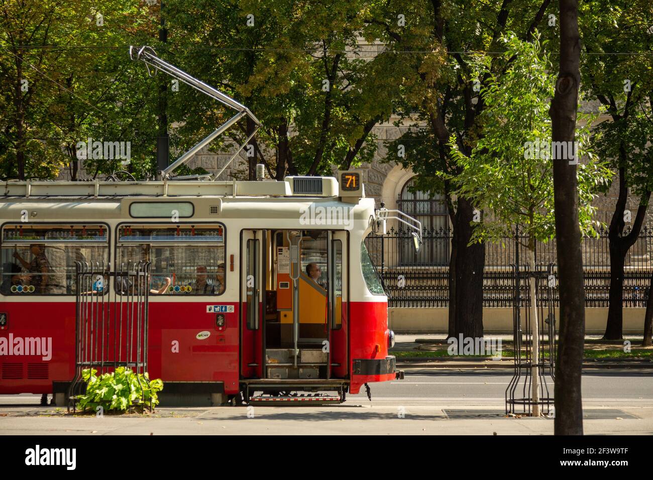 An Electric Red Tram In Vienna, Austria Stock Photo - Alamy