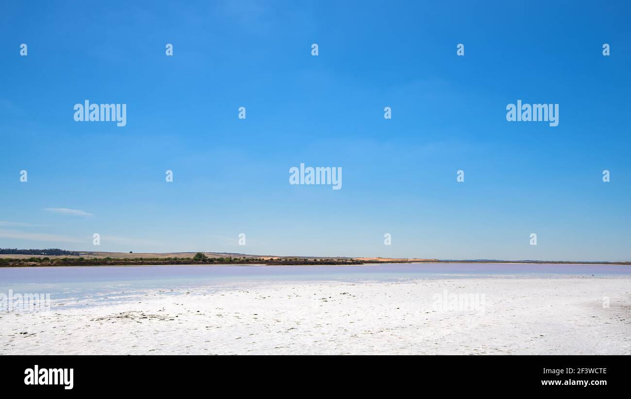 Dried up Pink Lake on a day during hot summer season in South Australia