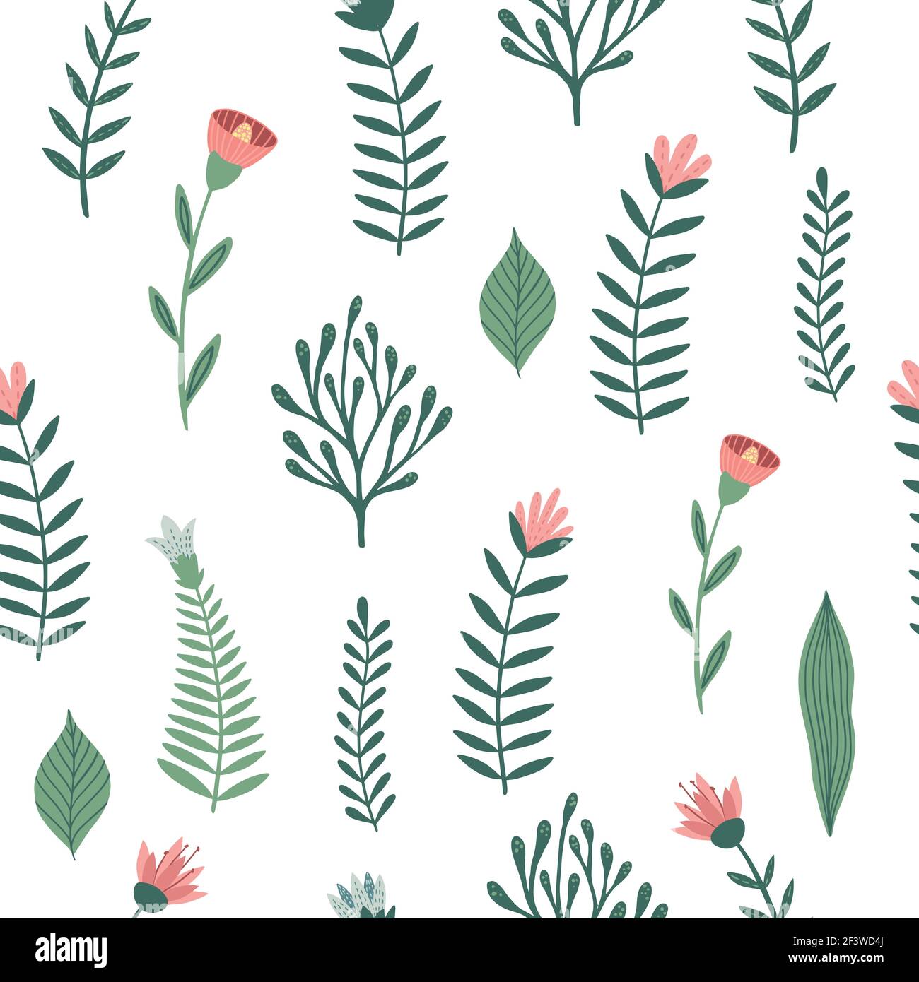 Seamless pattern with flowers and leaves. Creative floral texture ...