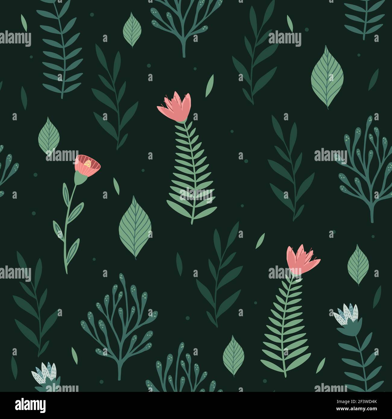Seamless pattern with flowers and leaves. Creative floral texture ...