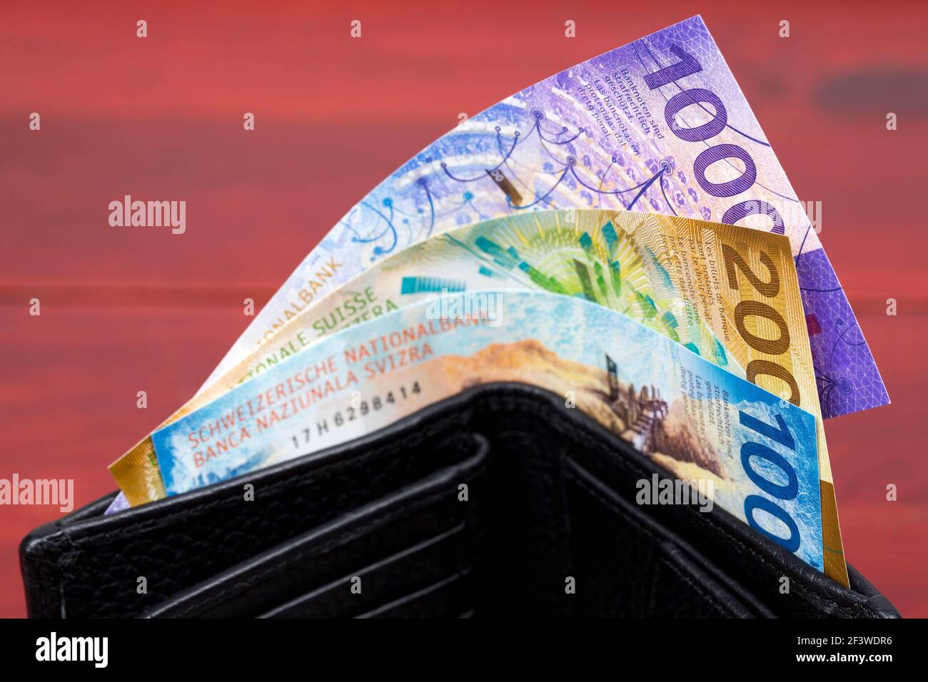 Swiss money - Francs in the wallet Stock Photo