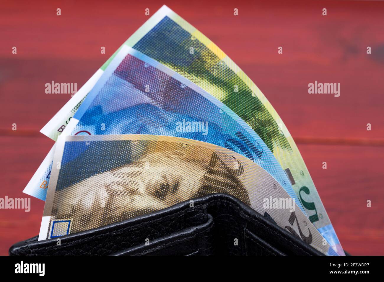 Swiss money - Francs in the wallet Stock Photo