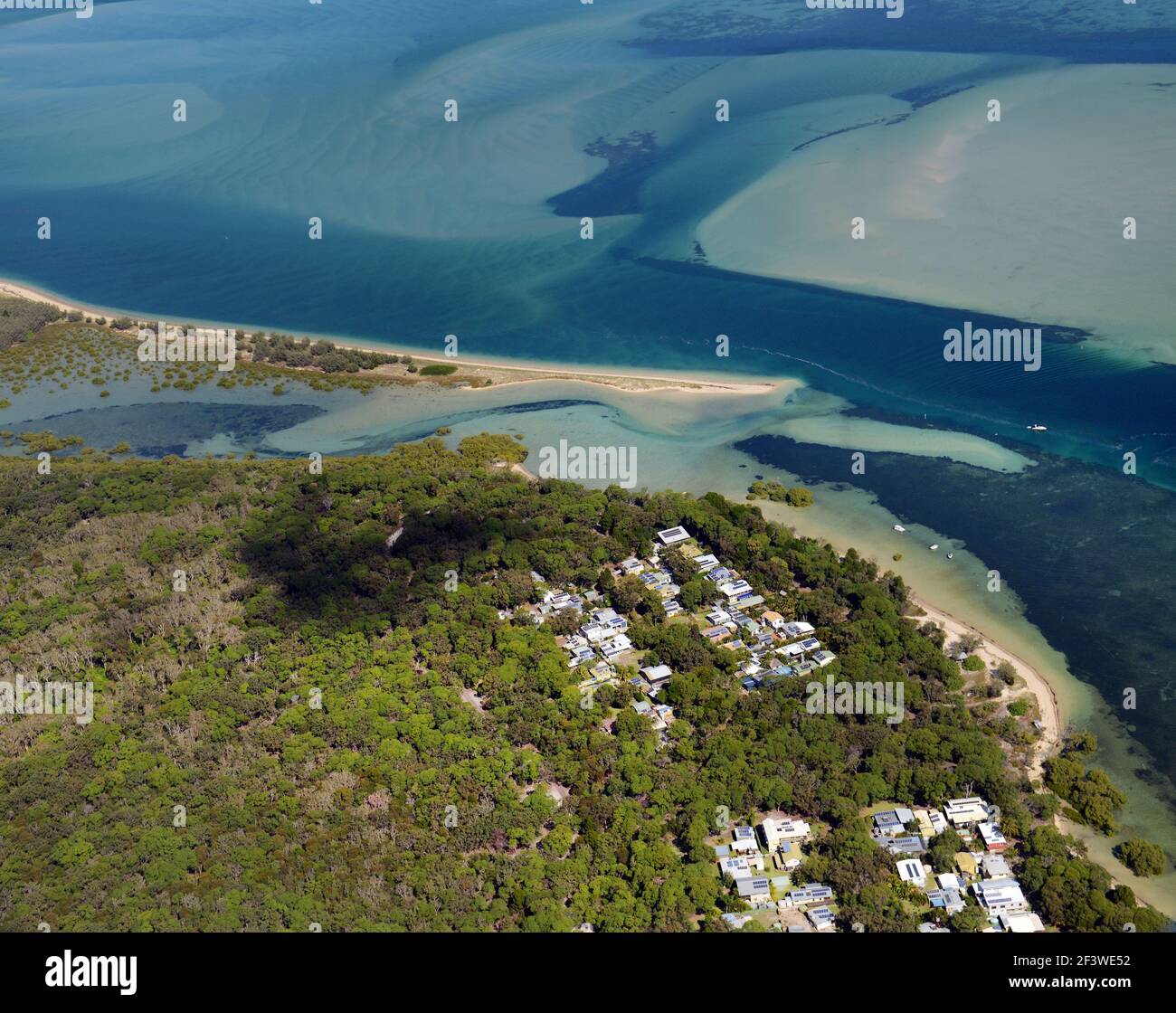 Aerial view of Kooringal, Moreton island, Queensland, Australia Stock