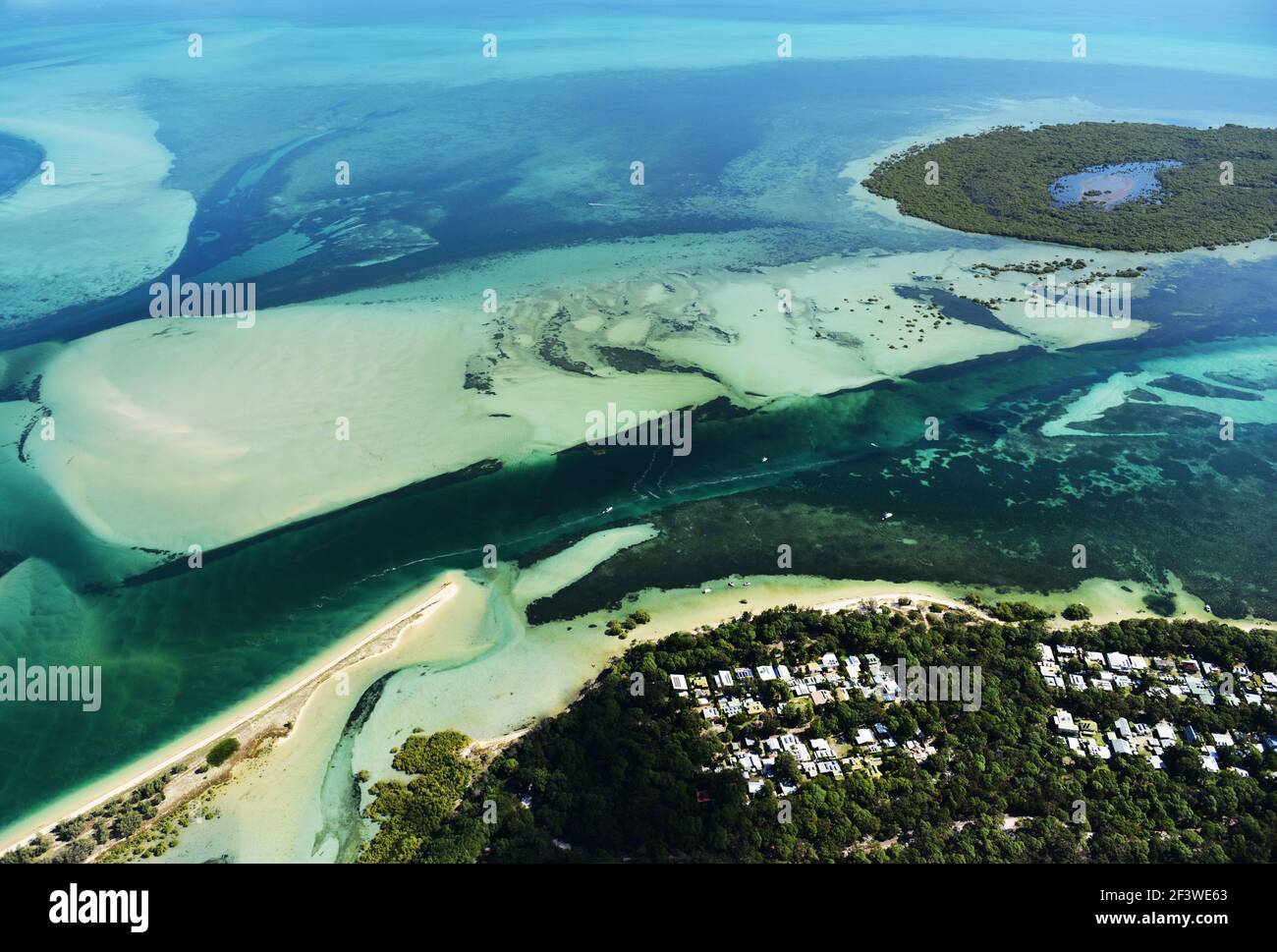 Aerial view of Kooringal, Moreton island, Queensland, Australia Stock