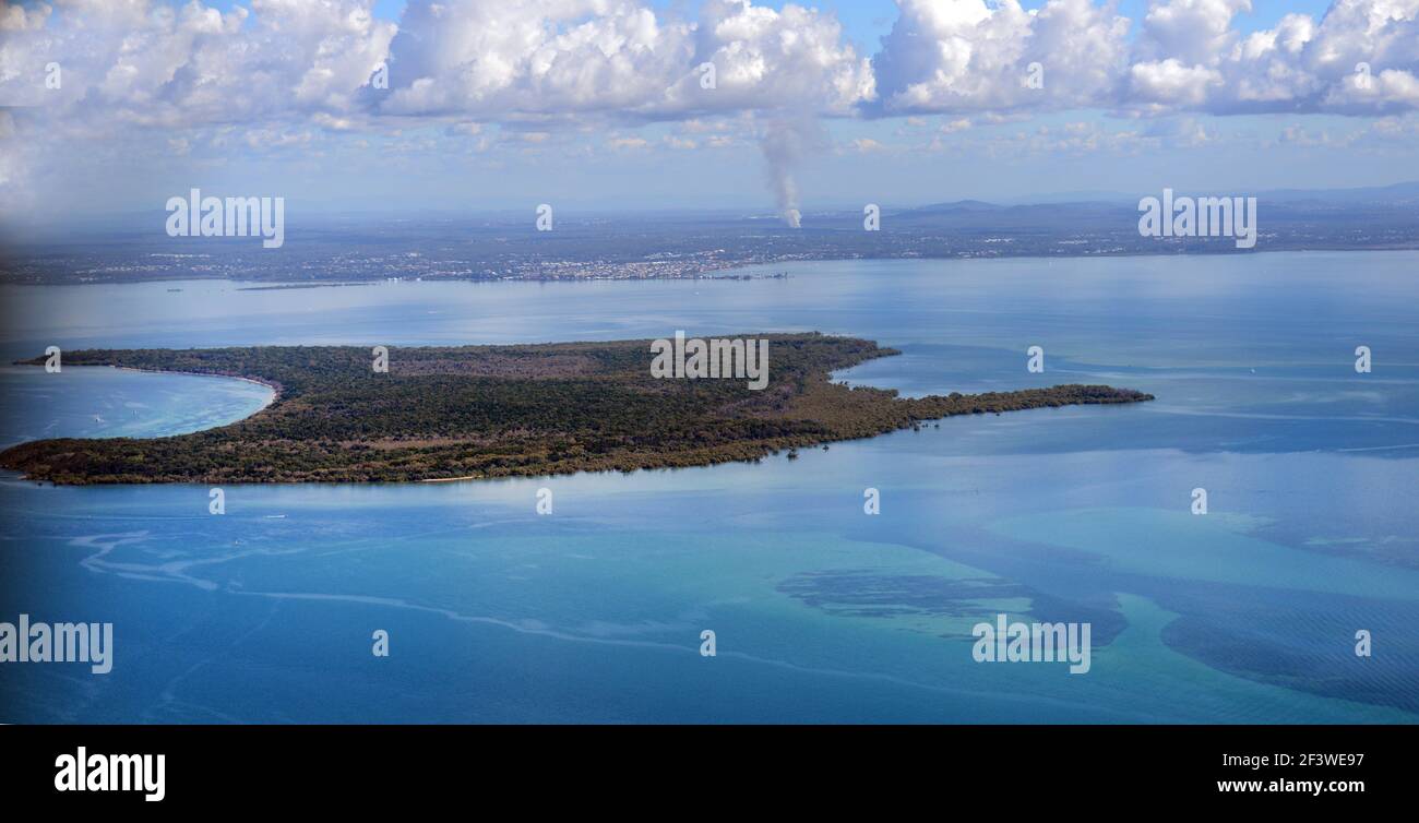 Aerial view of Peel Island in Queensland, Australia. Stock Photo