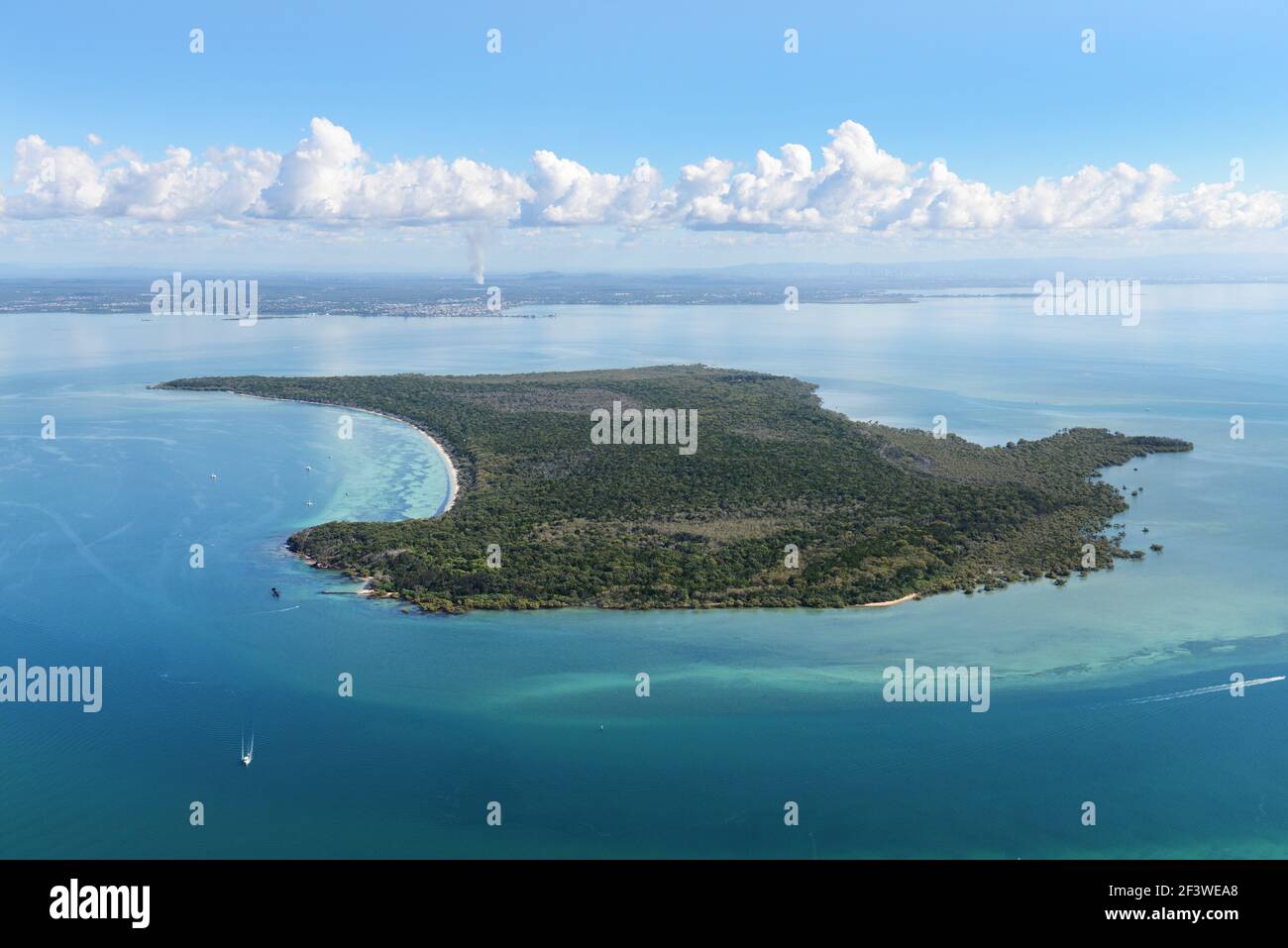 Aerial view of Peel Island in Queensland, Australia. Stock Photo