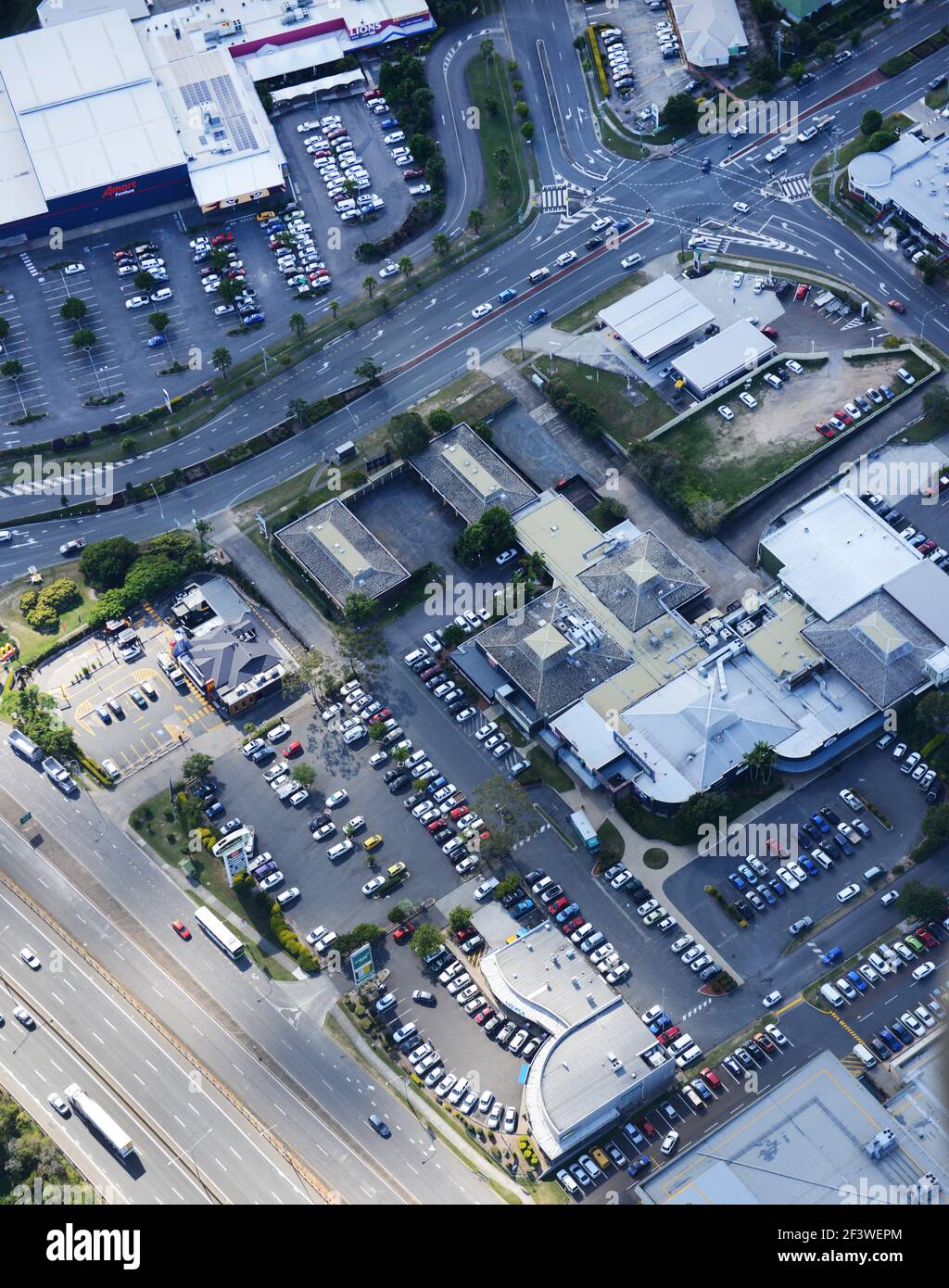 Aerial views of Southern suburbs of Brisbane, Australia. Stock Photo