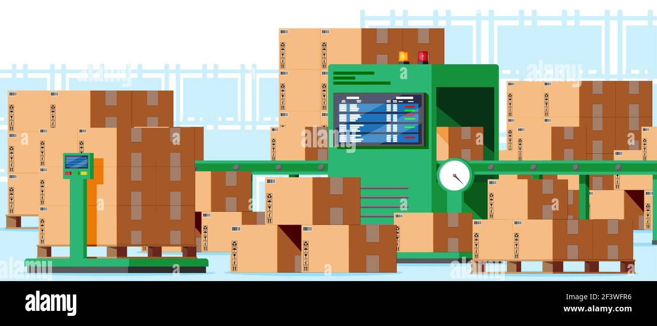 Conveyor belt machine concept interior Stock Vector Image & Art Alamy