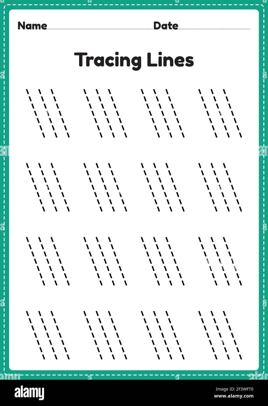 tracing lines worksheet for kindergarten and preschool kids for educational activities in a printable illustration stock vector image art alamy