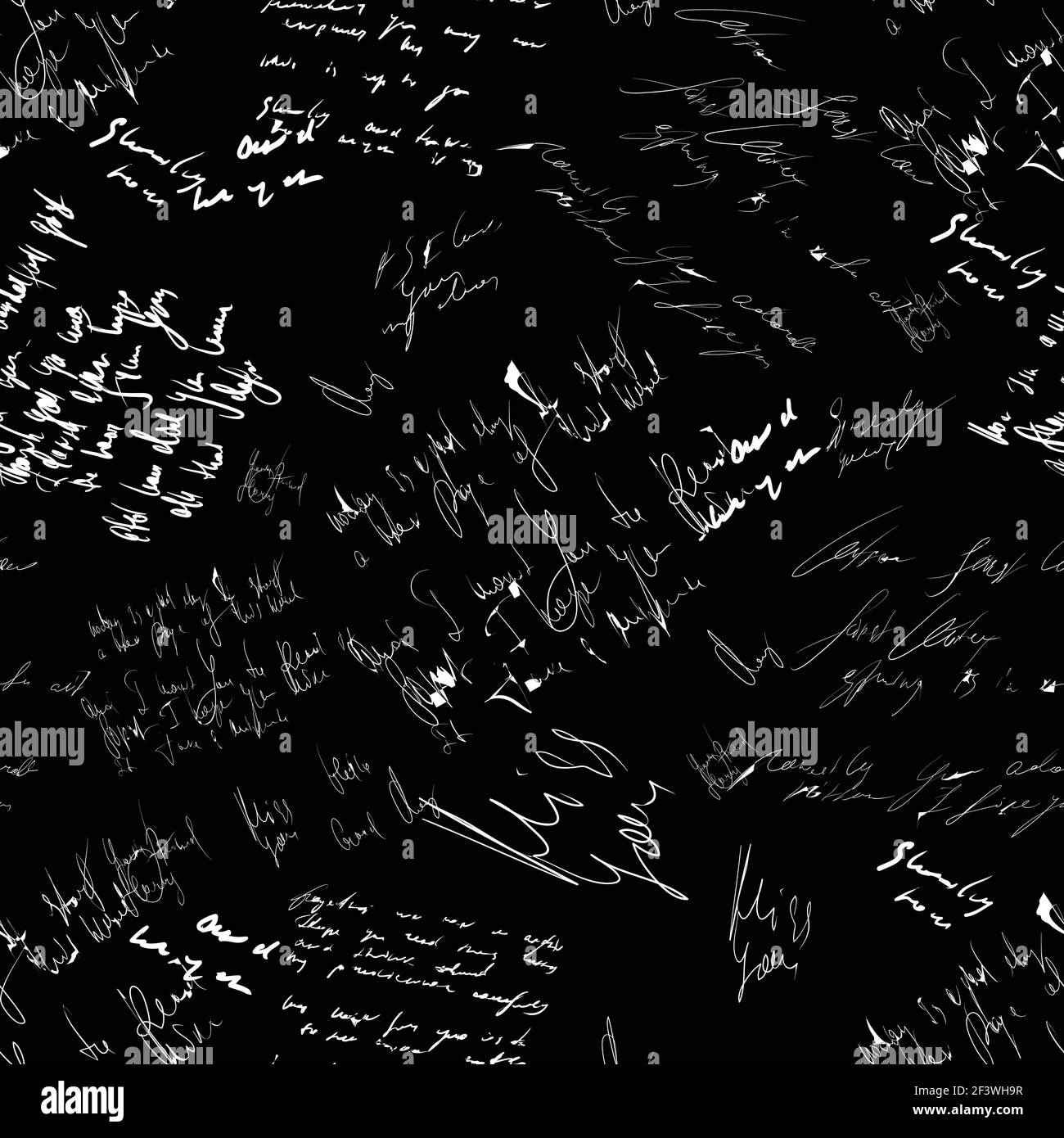 Seamless vector pattern. White text on a black background Stock Vector ...