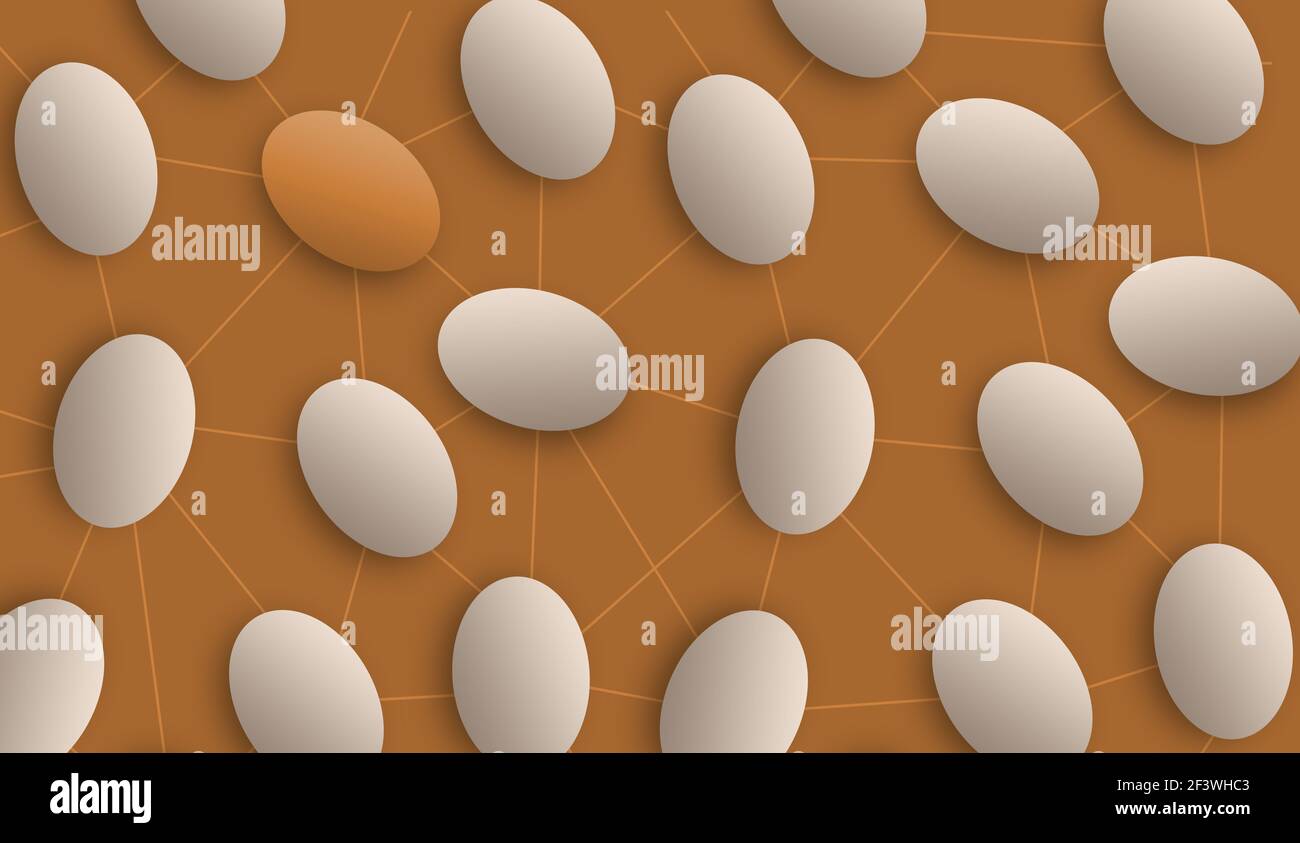 Egg Connection Flat design. Conceptual illustration of social network and leadership concept Stock Photo