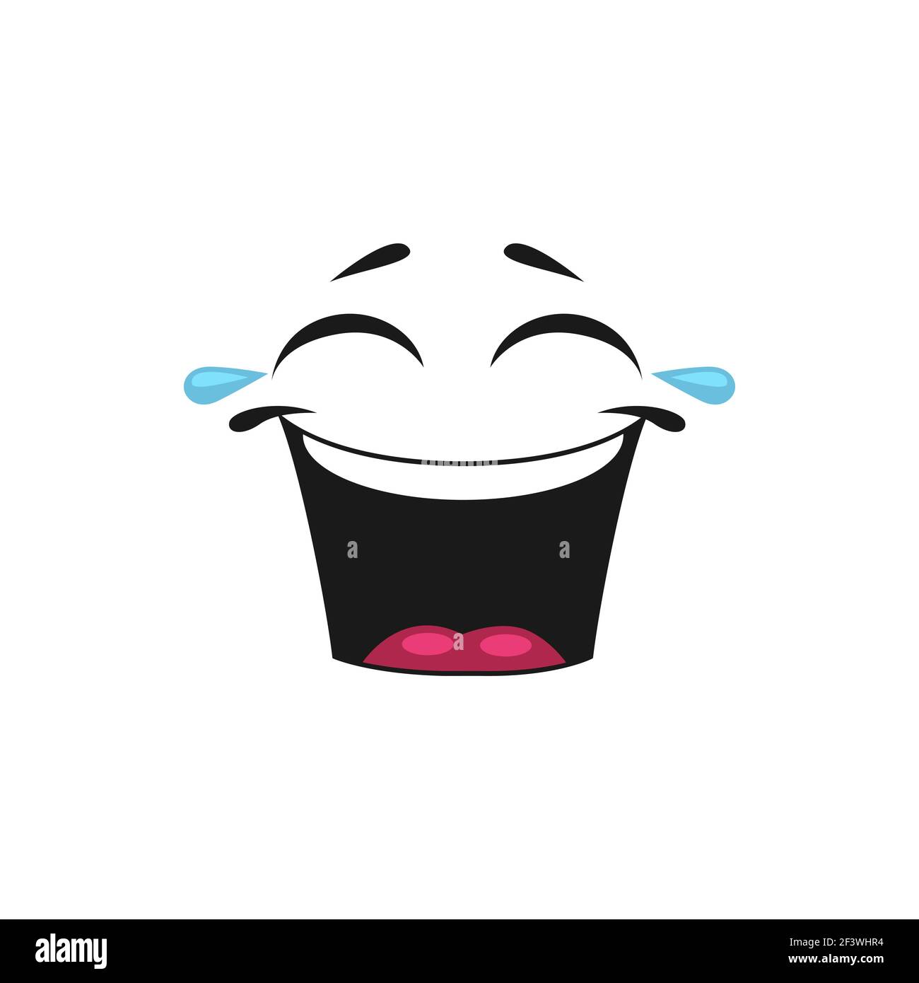 Lol laugh out loud emoticon isolated smiley with tears. Vector laughing smiley with broad open mouth and winked eyes of joy. Happy emoji, giggling emo Stock Vector