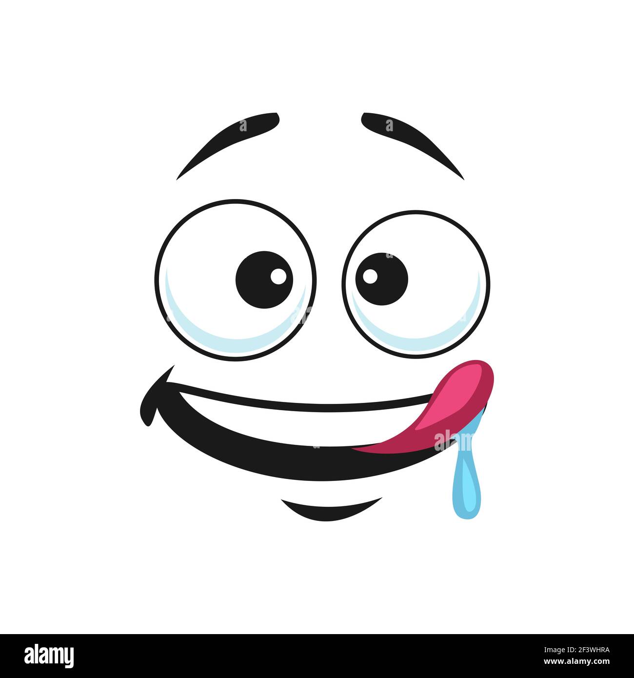 Pleased yummy emoji isolated smiley emoticon with saliva dripping from  tongue. Vector pleased hungry emoji ready to enjoy tasty food. Teasing  smiley Stock Vector Image & Art - Alamy