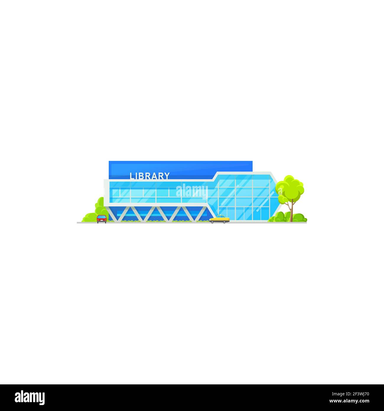 Library building, public architecture isolated icon, vector flat facade exterior. Modern public library, school and college education books architectu Stock Vector