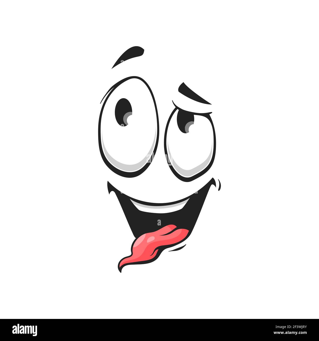 Emoticon with silly eyes, awkward face expression isolated icon. Vector stupid emoji with confused crazy eyes showing tongue. Strange emoji, crazy idi Stock Vector