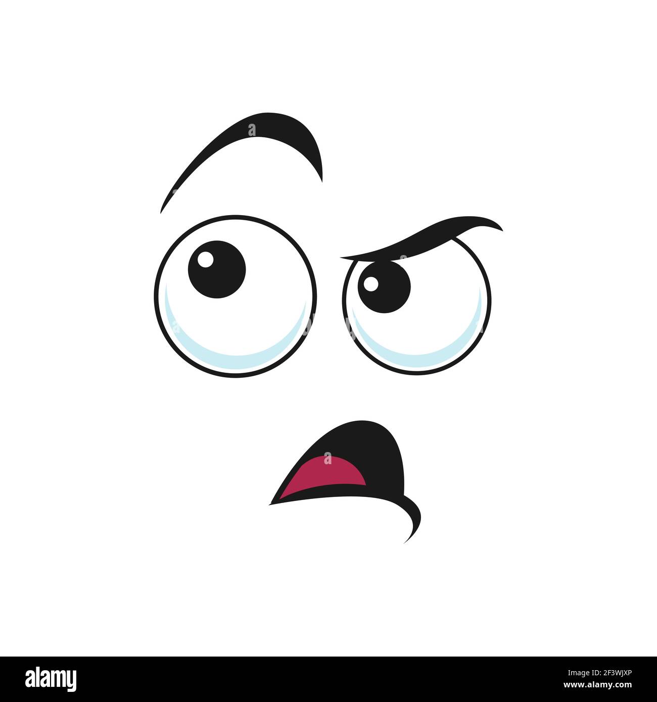 Insidious emoticon with puzzled face isolated icon. Vector distrustful smiley with big eyes and open mouth. Doubtful, disbelief distrusted facial expr Stock Vector