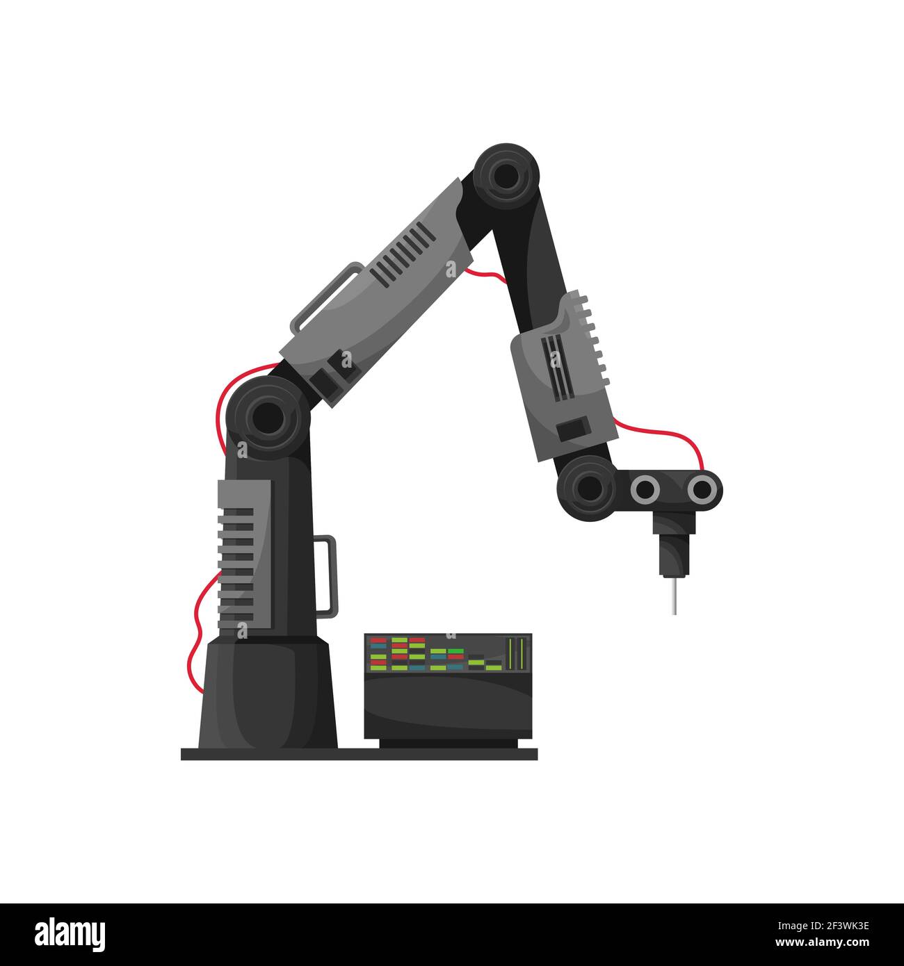 Welder robotic arm isolated industrial machine computer. Vector welding