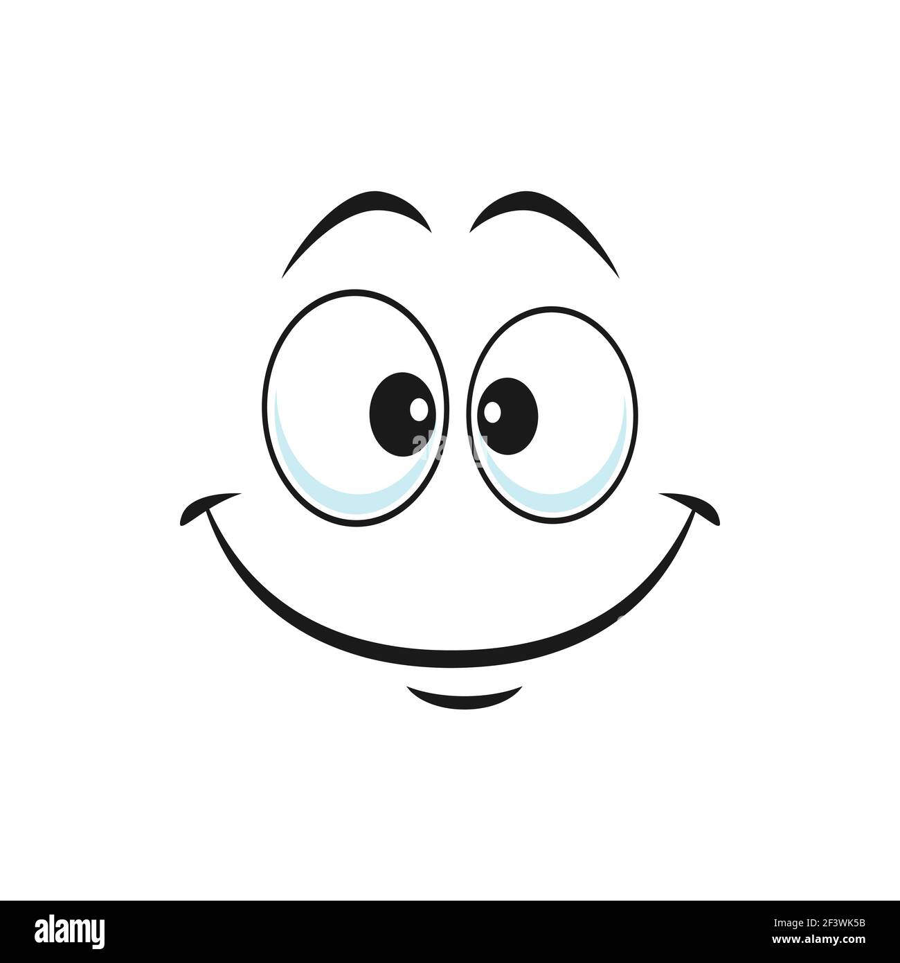 Satisfied emoji laughing head, world smile day symbol isolated support center bot avatar with kind smile. Vector happy smiley with laughing mouth, emo Stock Vector