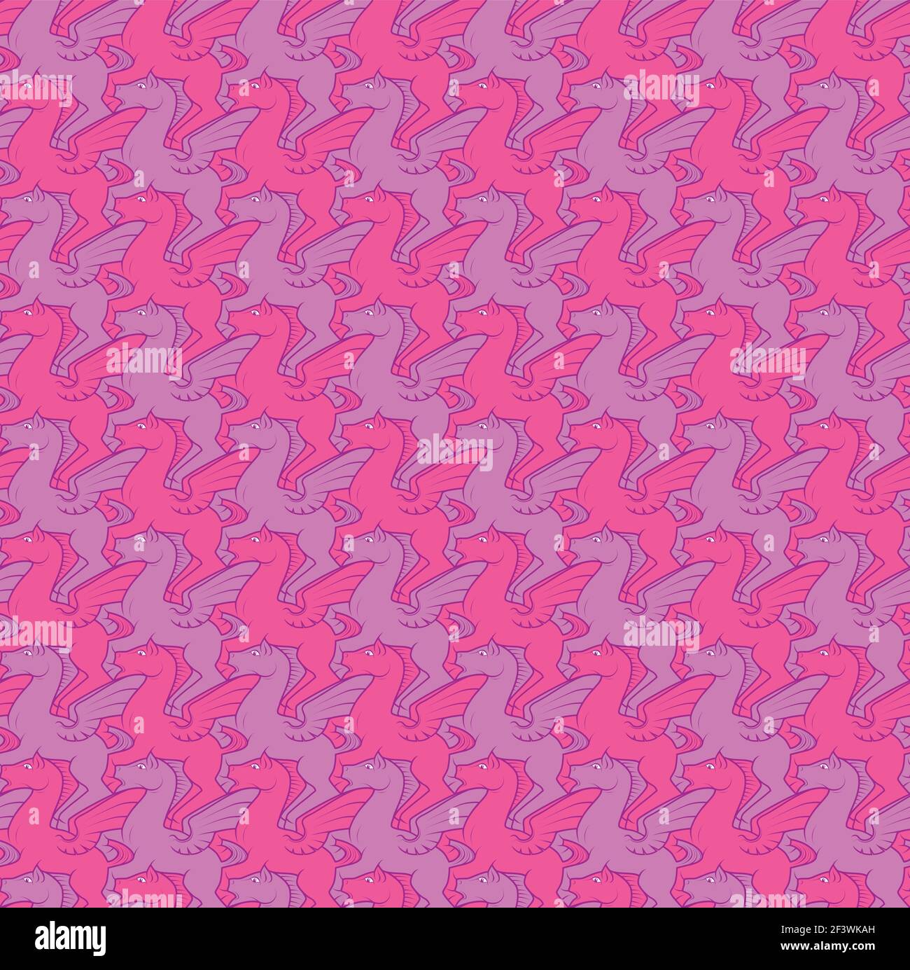Childish illustration of pegasus pattern, winged horse pattern in cartoon style Stock Vector
