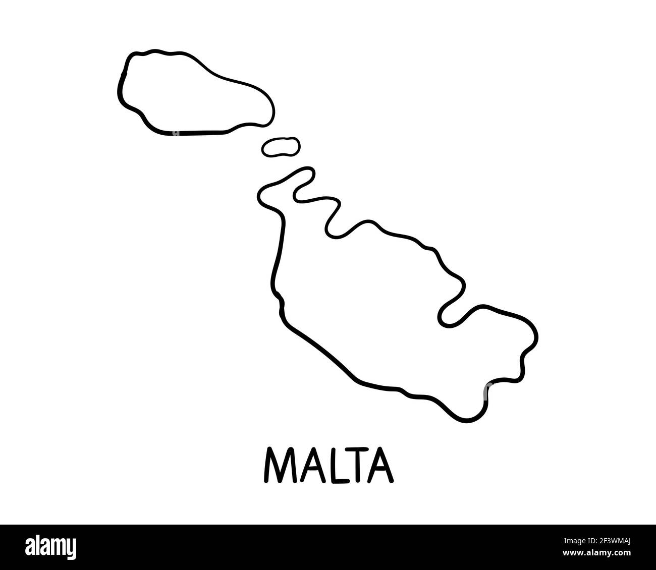Hand drawn Malta  map illustration Stock Photo