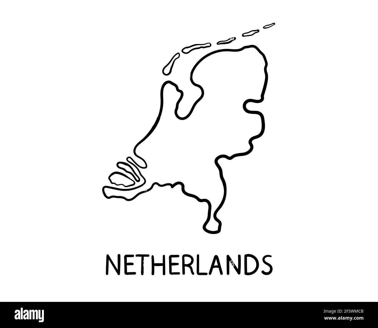 Hand drawn Netherlands map illustration Stock Photo