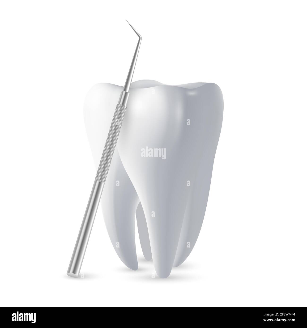 Vector 3d Realistic Tooth and Dental Probe for Teeth Closeup Isolated ...
