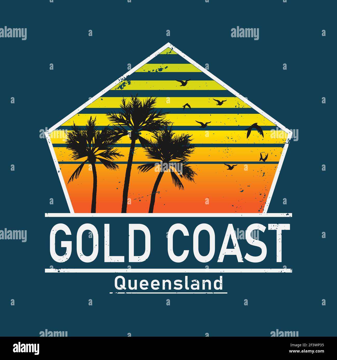 Gold Coast Vector illustration on the theme of surfing in Australia