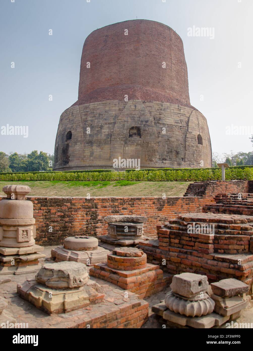 Sarnath Stupa in the Memory of Buddha Stock Photo