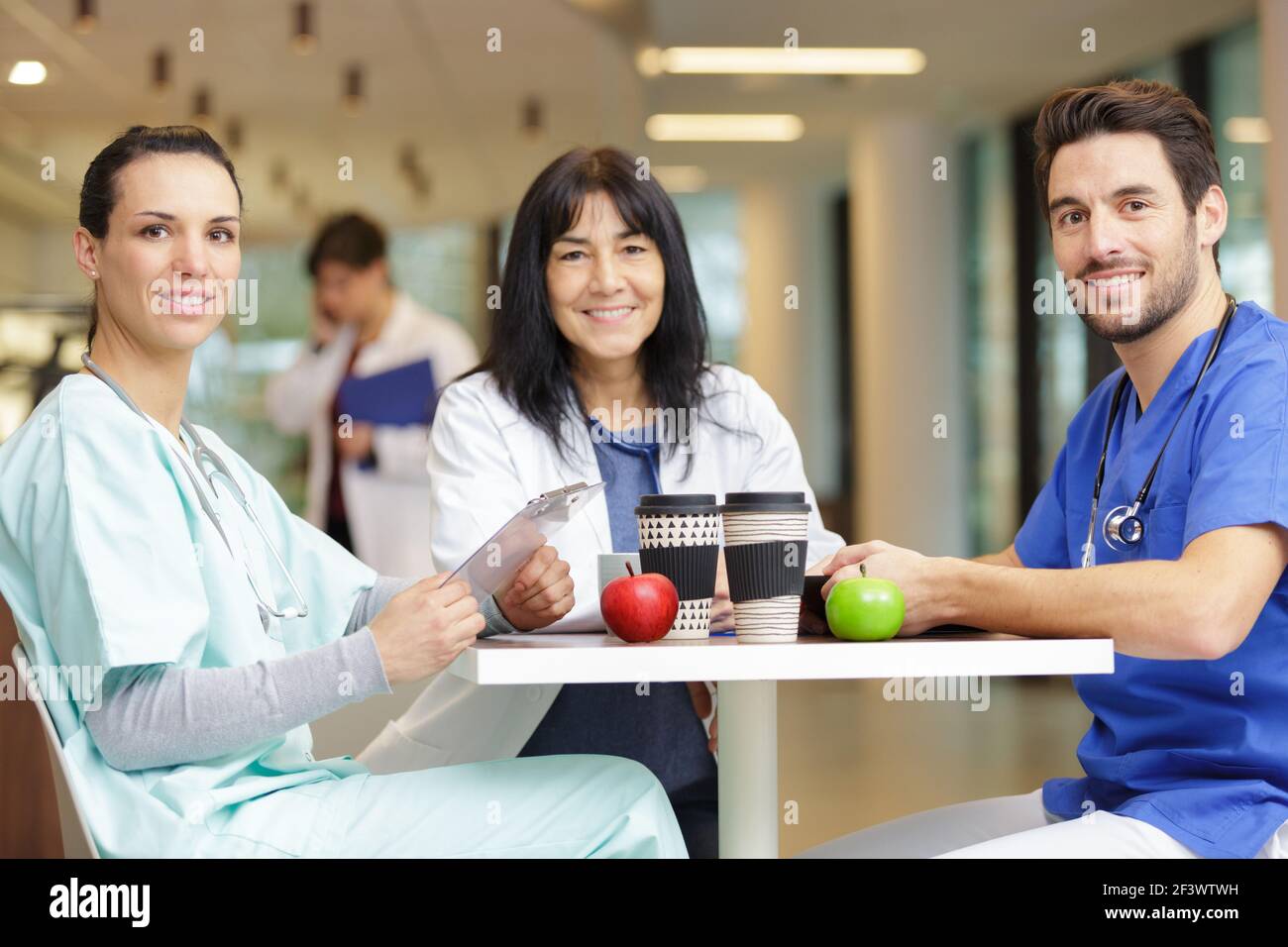 young doctors having lunch break in hospital Stock Photo Alamy