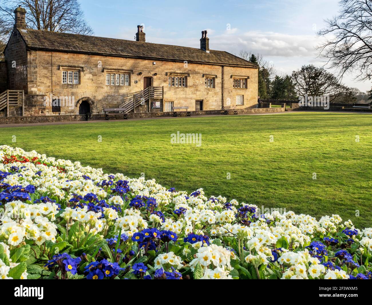 Knaresborough castle grounds in spring hires stock photography and