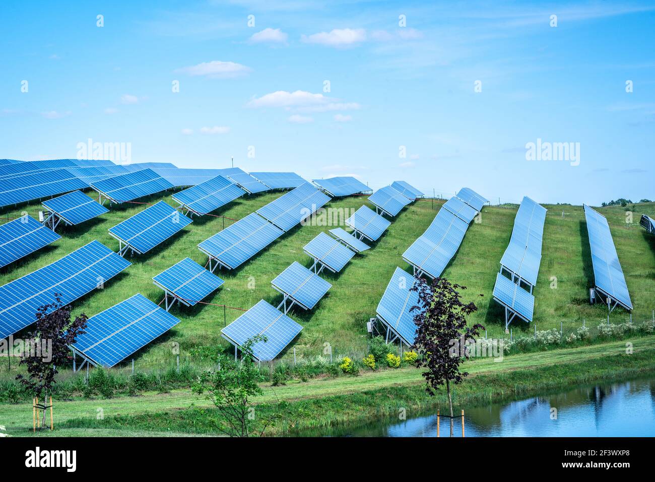 Blue solar panel background of photovoltaic modules for renewable