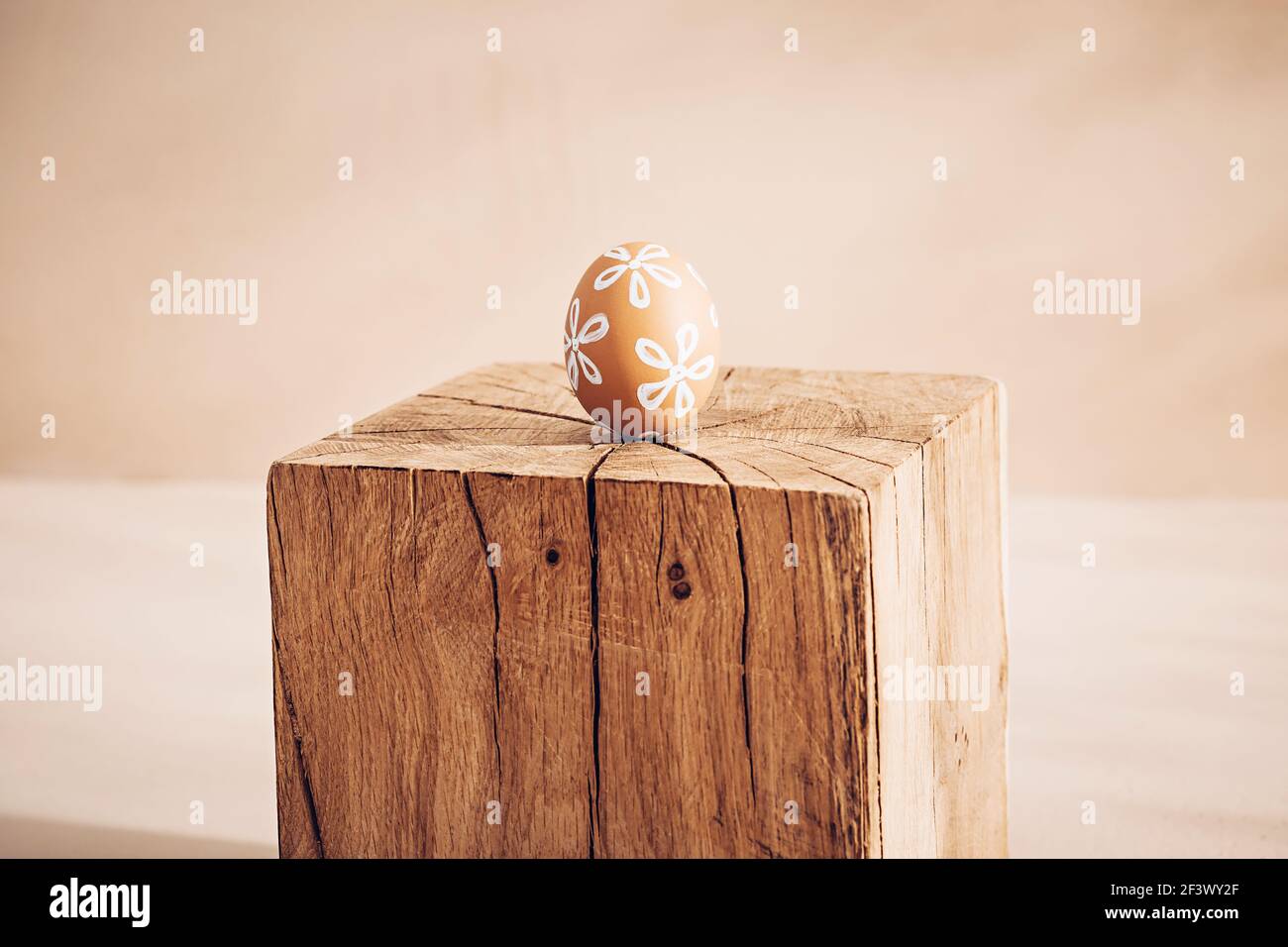 Monochrome minimalist Easter composition in spring warm pastel tones Stock Photo