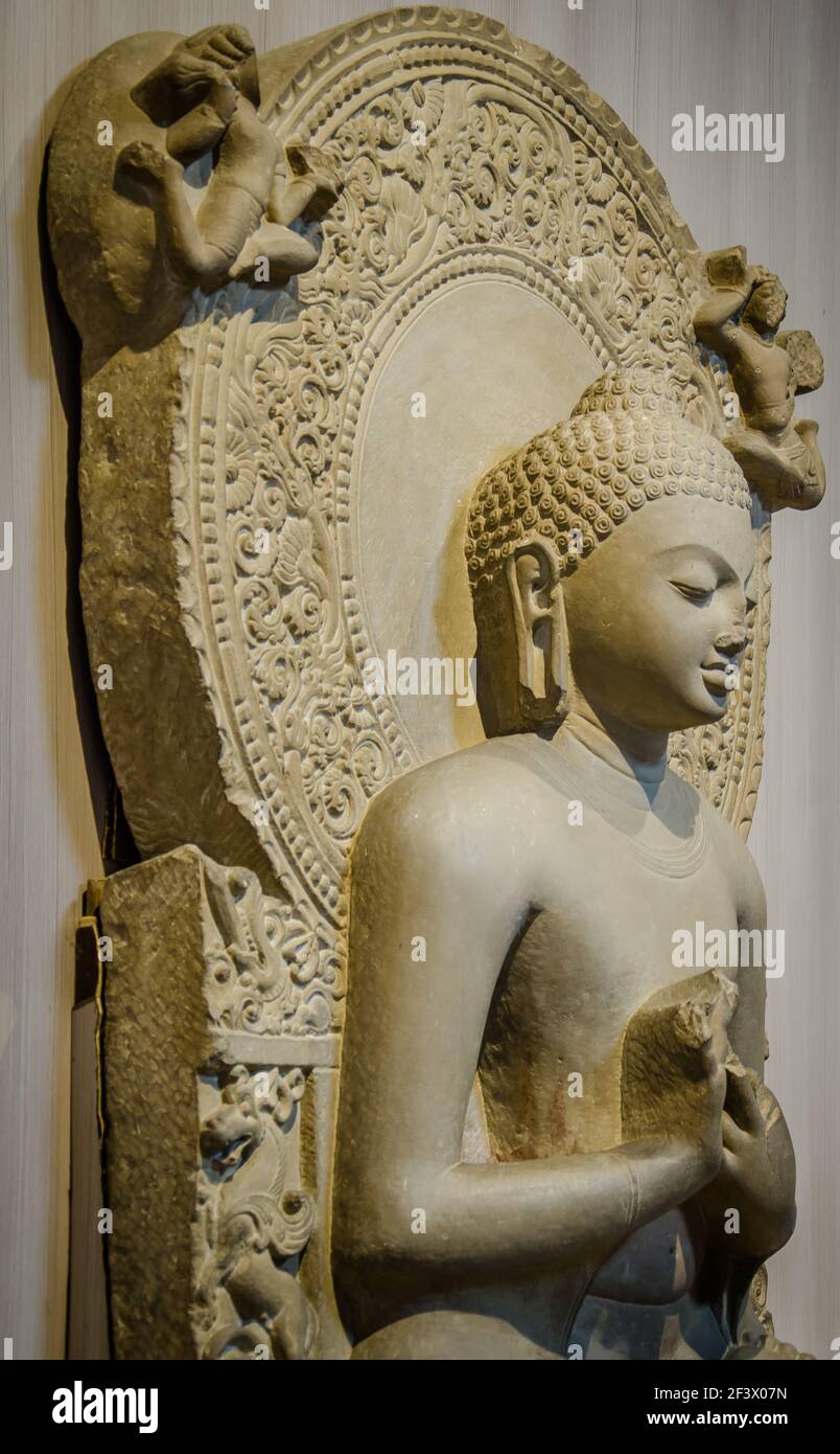 Statue of Buddha found in Archaeological excavation Stock Photo
